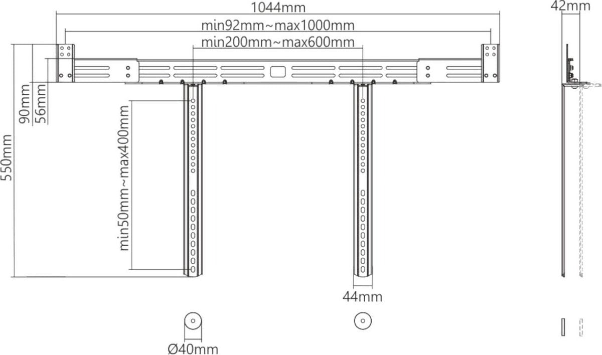 Cavus Universele Soundbar beugel verstelbaar