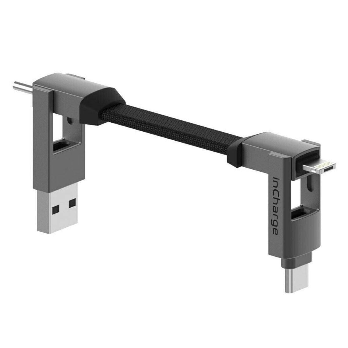InCharge laad+datakabel 6-in-1 1.5m grijs.