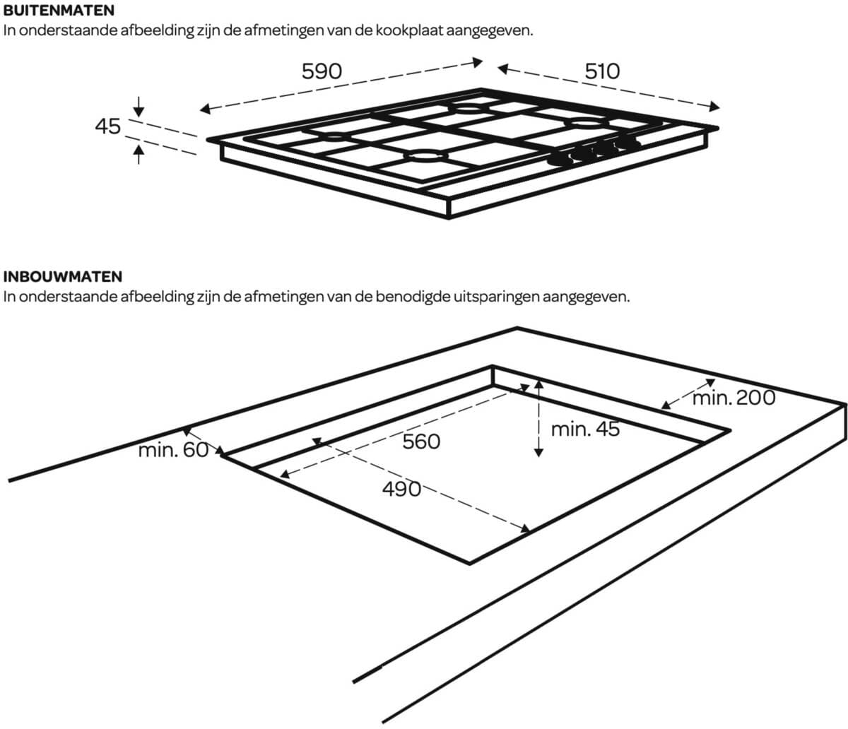 Inventum Inventum IKG6024WGZWA zwart