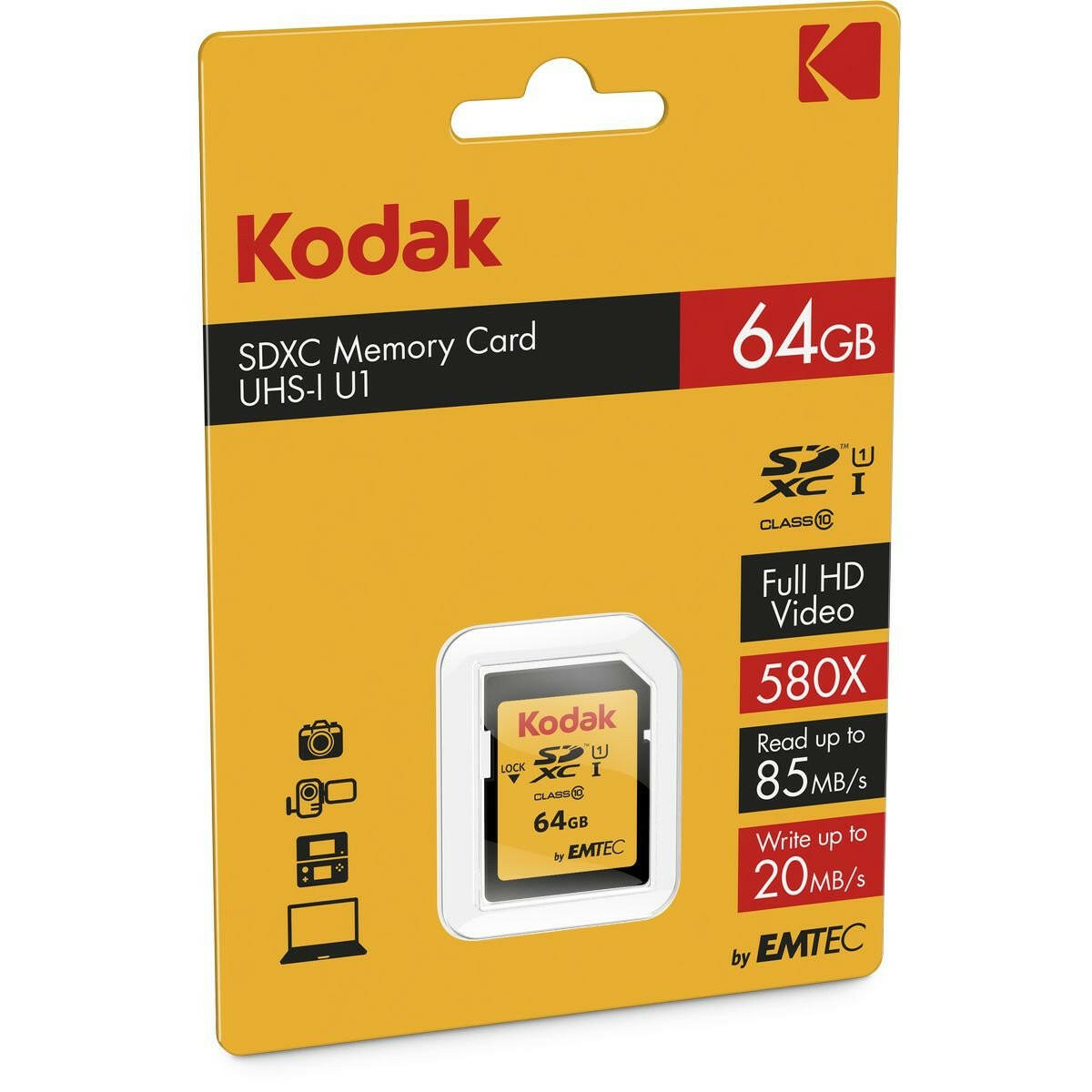 Kodak SD 64GB UHS-I U1 V10 Premium Geheugenkaart.