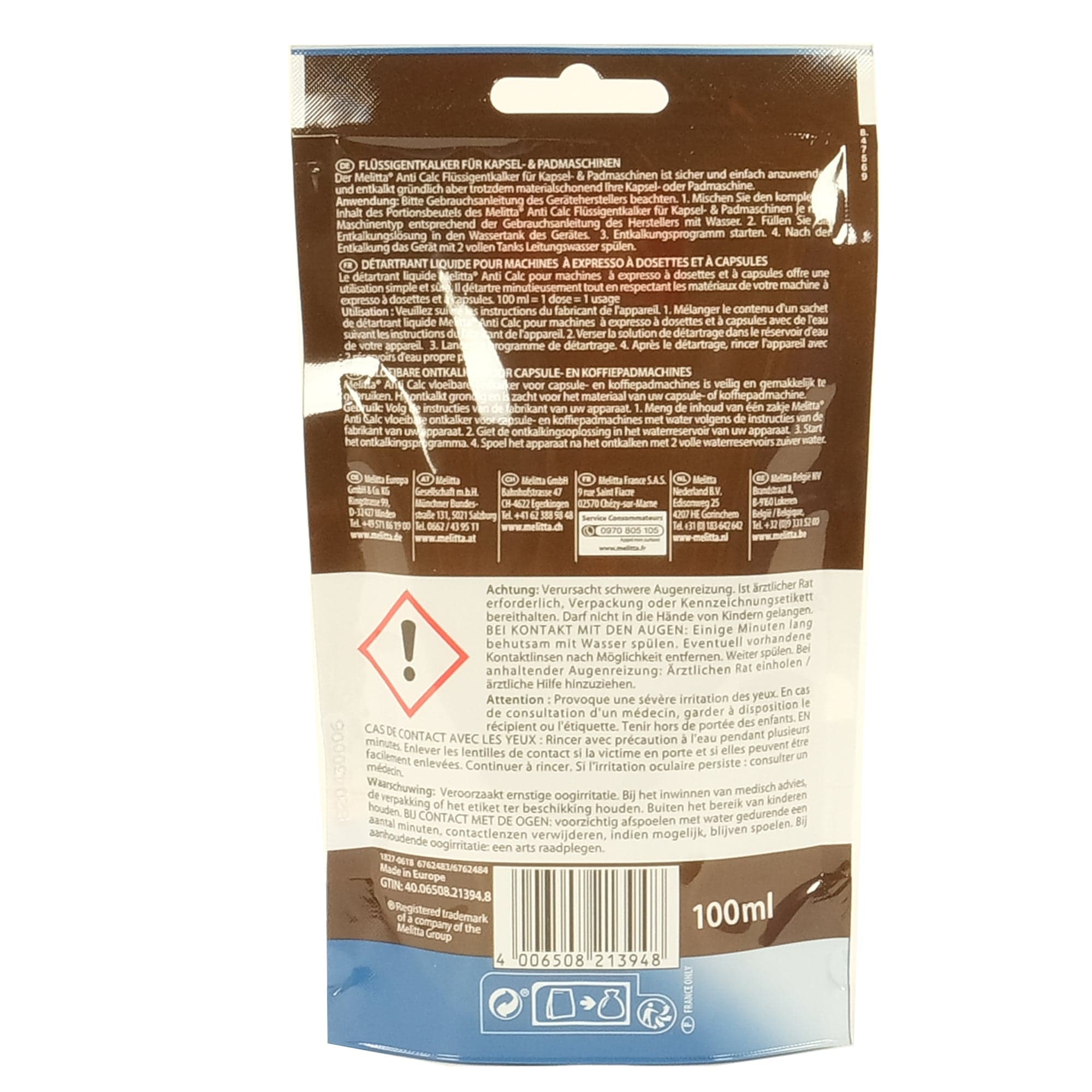 Melitta Melitta Vloeibare Ontkalker Capsule en Pad machines 100ml