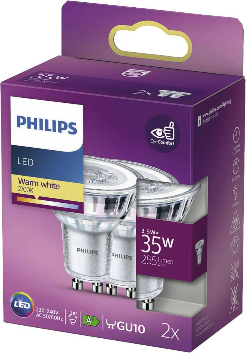 Philips Philips LED Classic 35W GU10 WW 230V 36D ND 2SRT6 2-er Pack