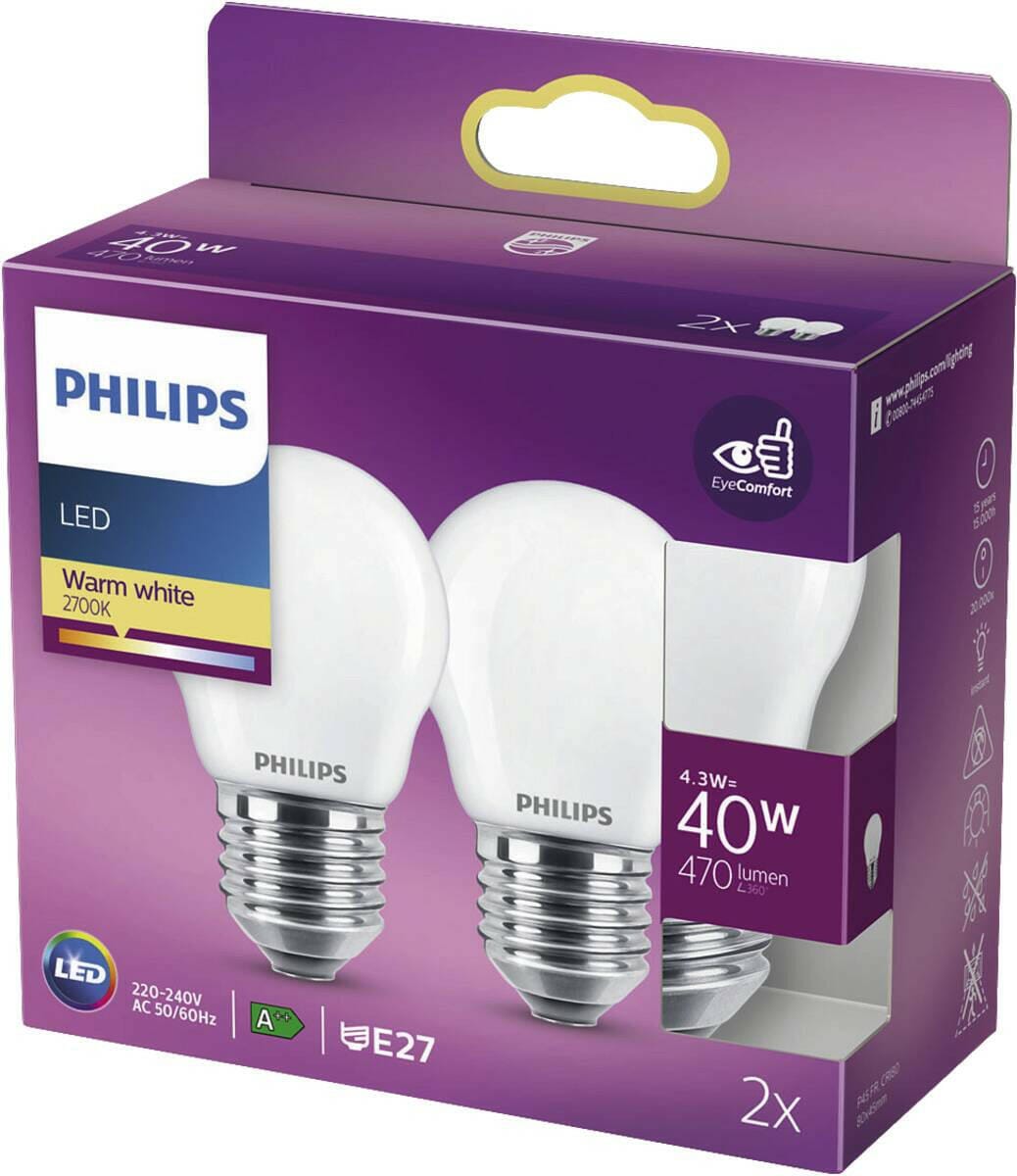 Philips Philips LED classic 40W E27 P45 WW FR ND 2PF - 2er Pack