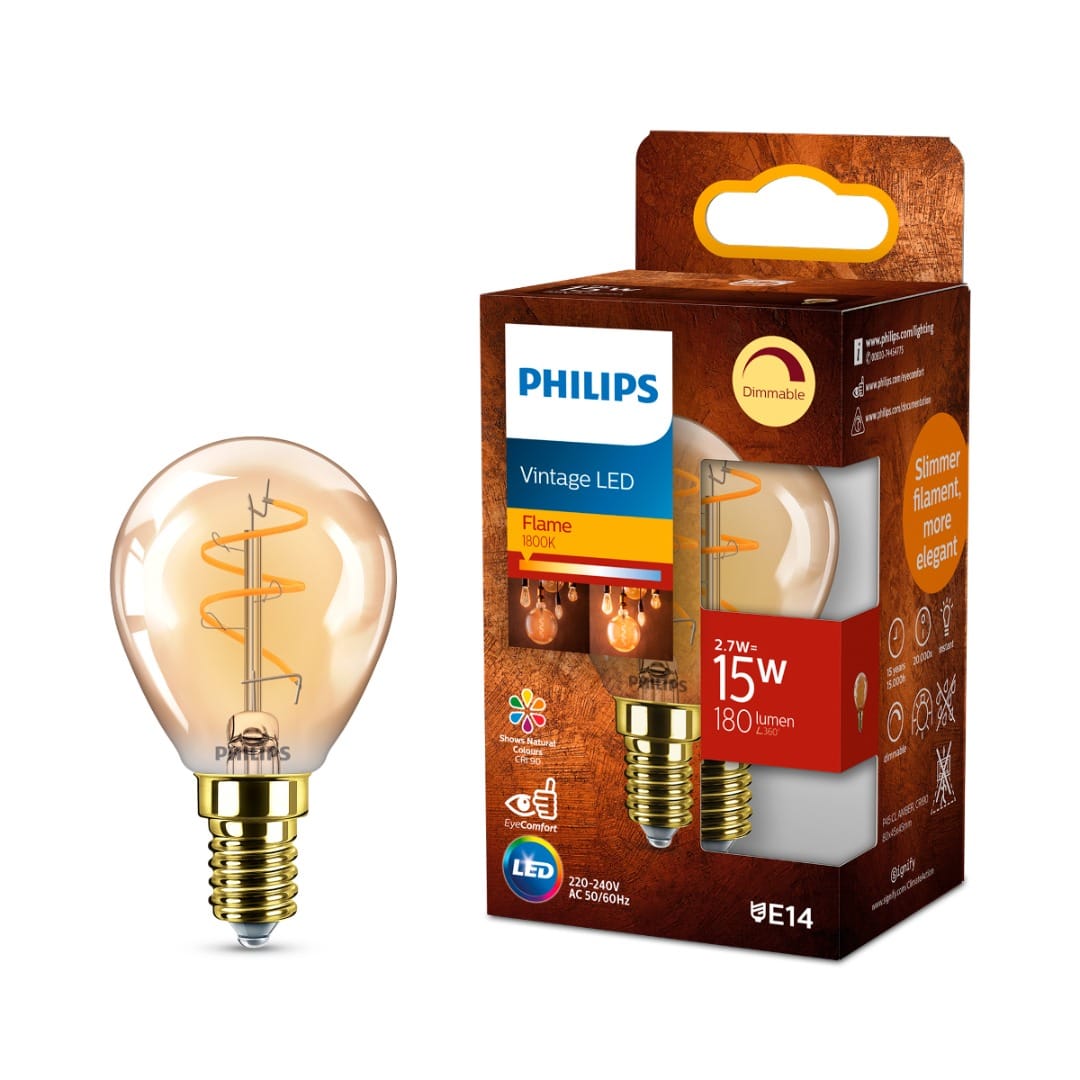 Philips Philips Vintage LED Flame E14 2,7W 15W 1800K 180Lm