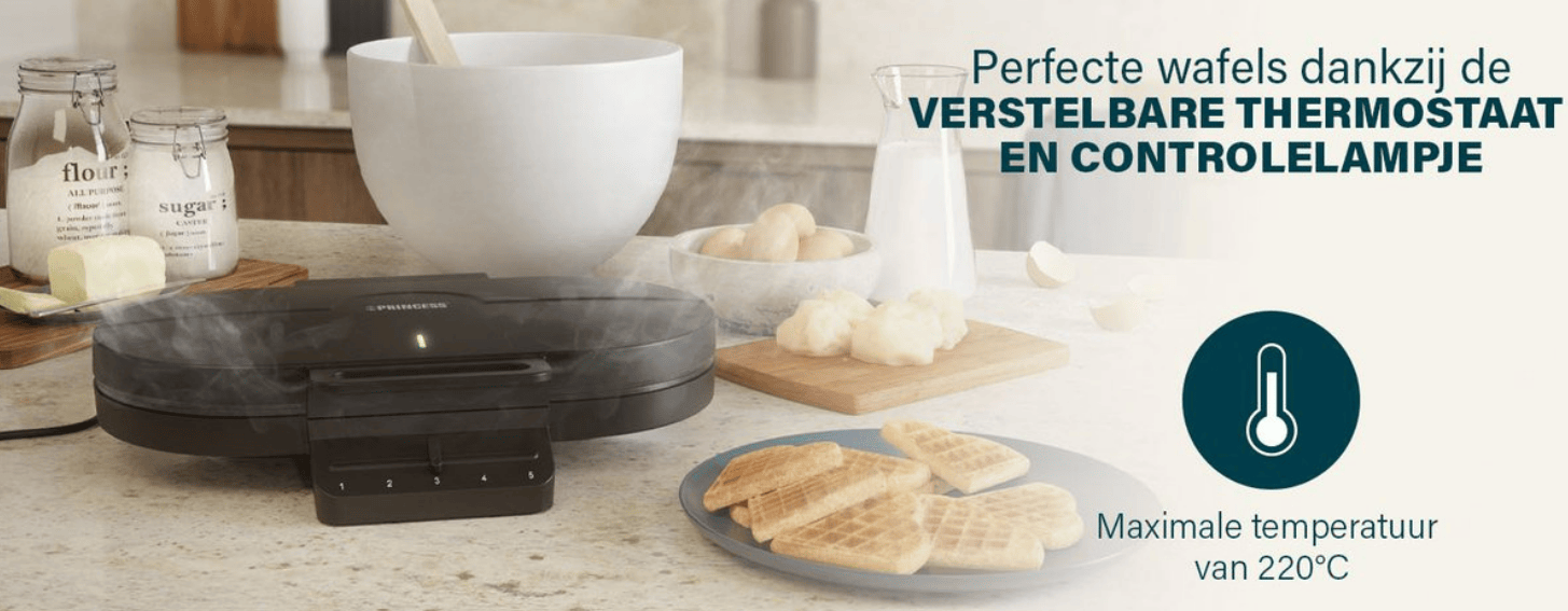 Princess Princess Wafelijzer Hartvormig -10 Wafels - 1200W