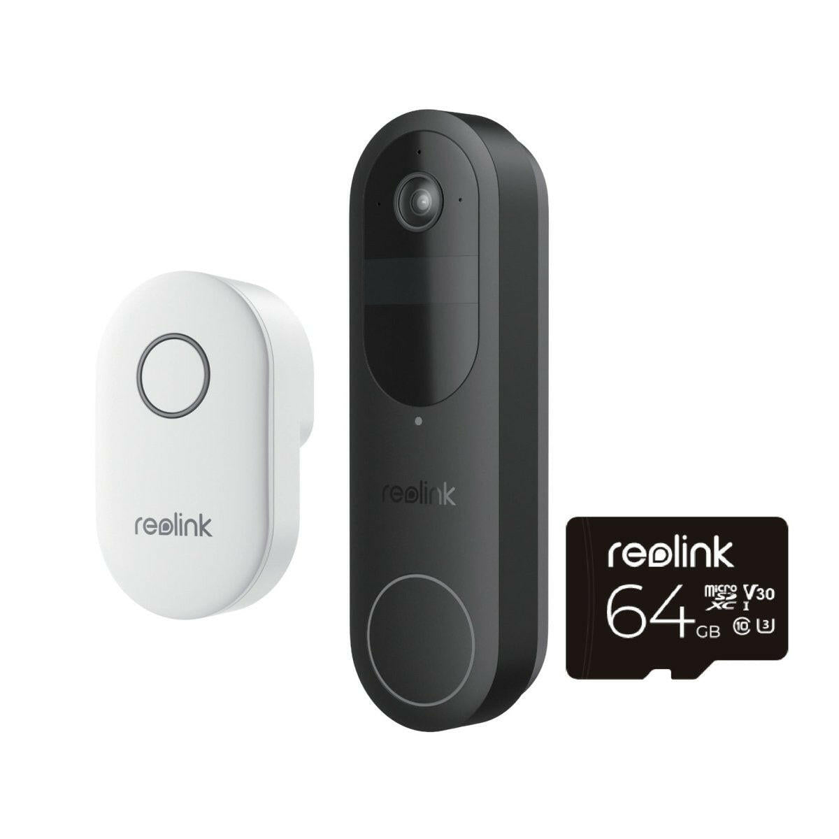 Reolink Doorbell Battery D340B with Chime + 64GB SD Card.