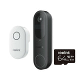 Reolink Doorbell Battery D340B with Chime + 64GB SD Card.