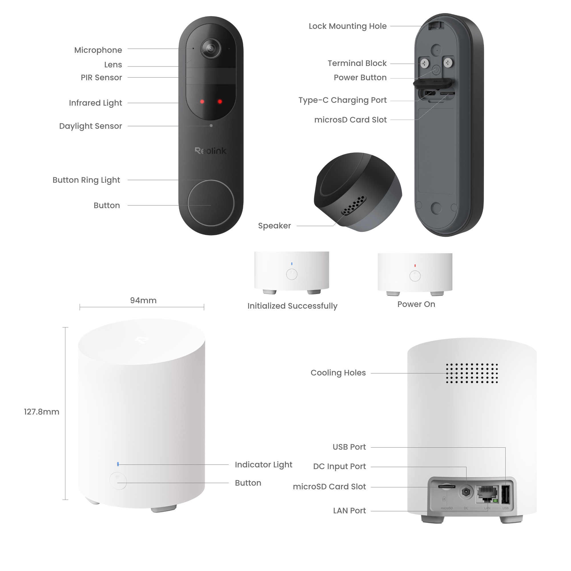 Reolink Reolink Wireless WiFi Video Doorbell (D340B) + Hub Mini
