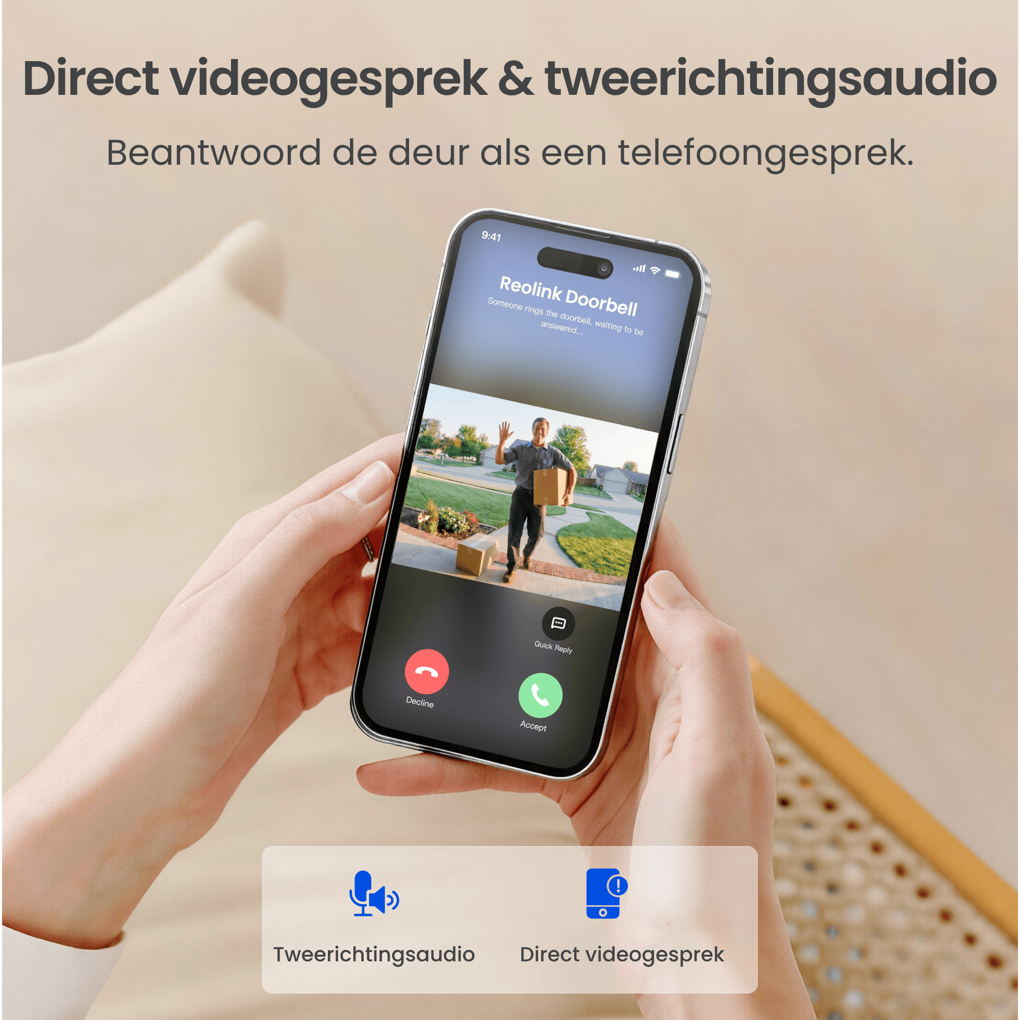 Reolink Reolink Wireless WiFi Video Doorbell (D340B) + Hub Mini