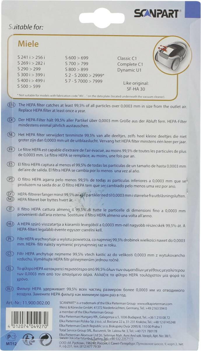Scanpart Scanpart 1190000200 HEPAfilter H12 (niet uitwasbaar)