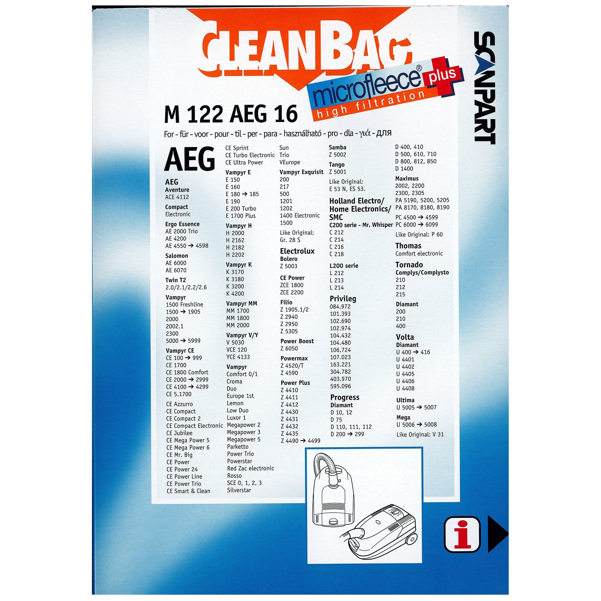 Scanpart Scanpart 2682232122 Stofzak AEG GR.28 micro+