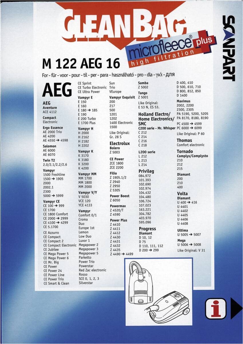 Scanpart Scanpart 2682232122 Stofzak AEG GR.28 micro+