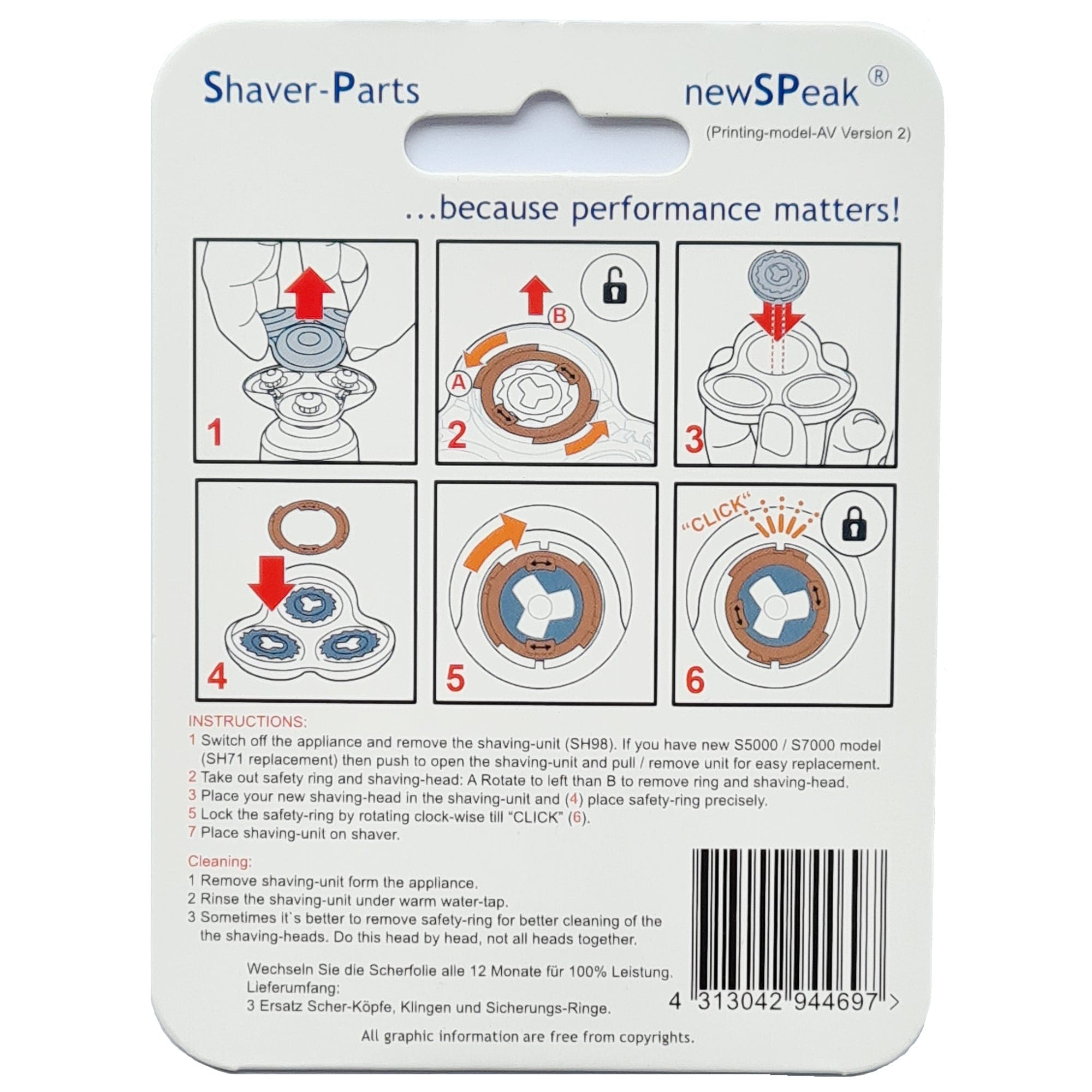 SHAVER-PARTS Shaver-Parts Philips SH71/SH91/SH98 Universal Replacement