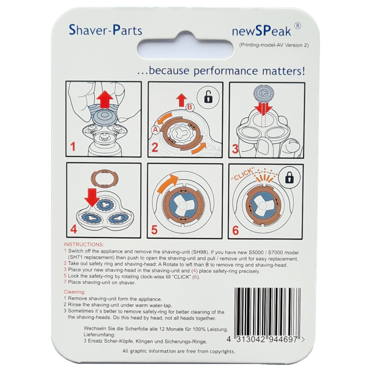 SHAVER-PARTS Shaver-Parts Philips SH71/SH91/SH98 Universal Replacement