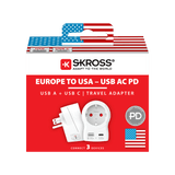 SKROSS SKROSS Europa naar USA Reisadapter & USB/USB-C 20W Charger