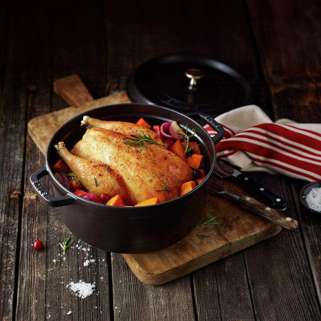 Staub Ronde cocotte 26cm - zwart.
