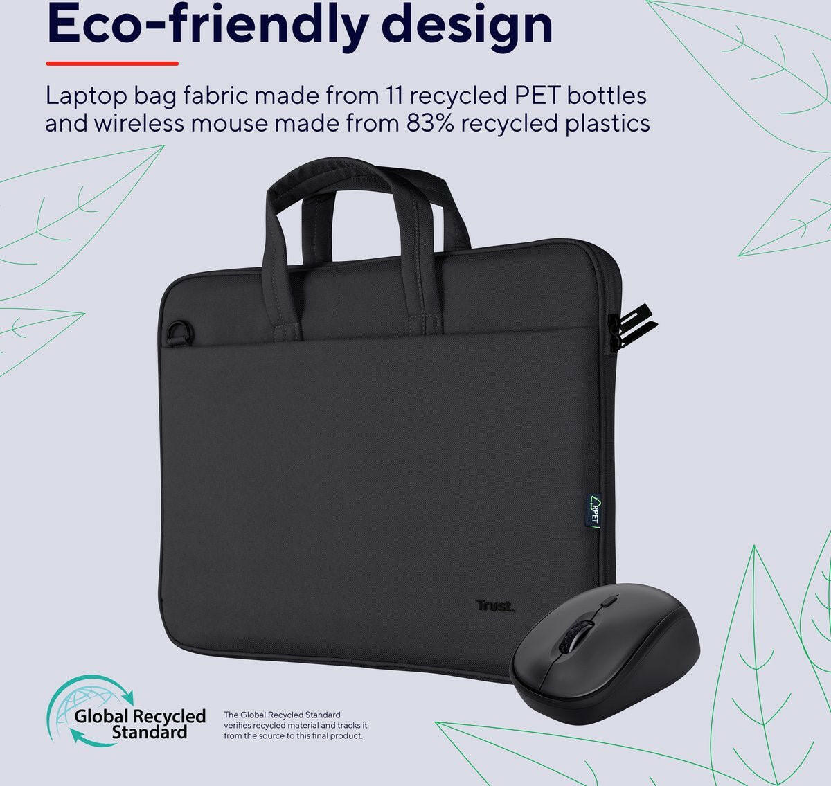 Trust Bologna Slim Laptop Bag 16 inch Eco + Mouse zwart.
