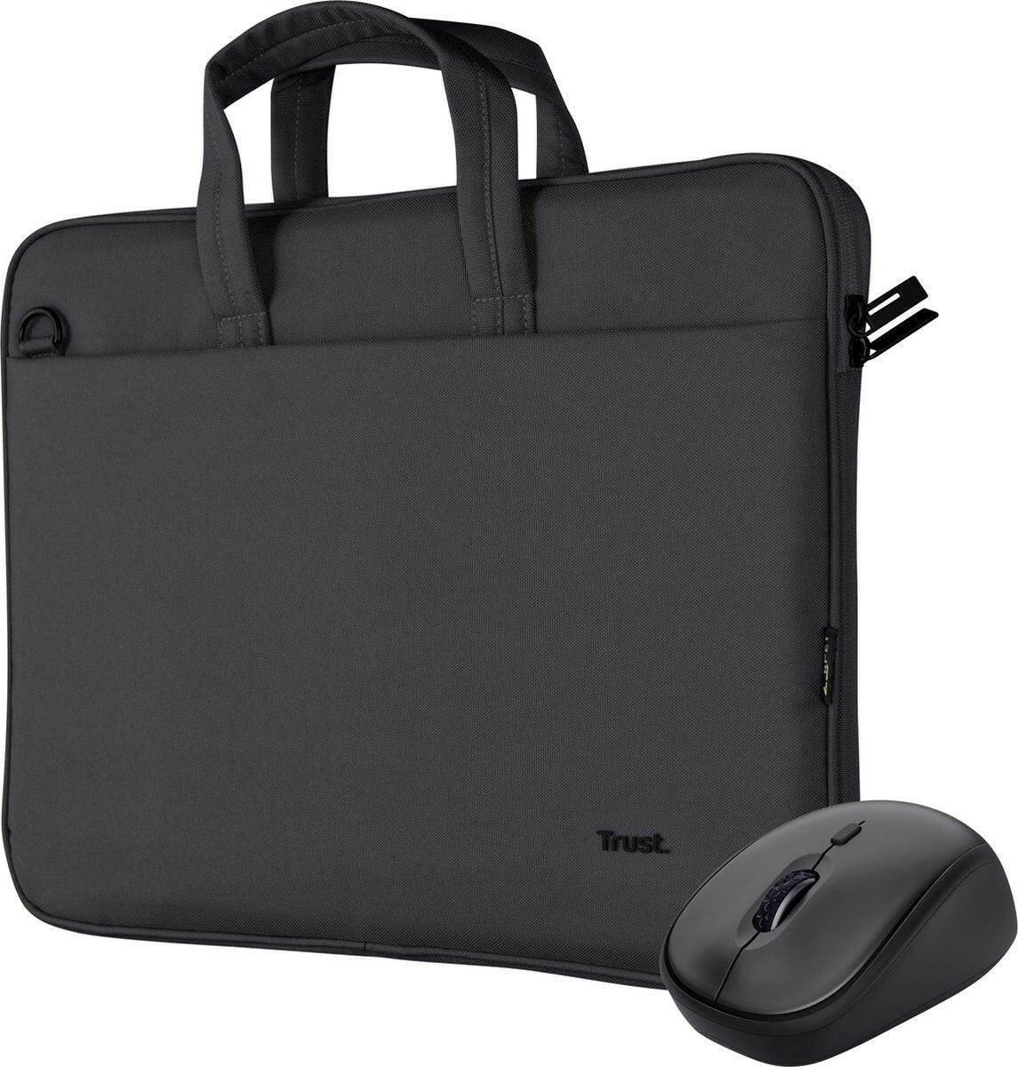 Trust Bologna Slim Laptop Bag 16 inch Eco + Mouse zwart.
