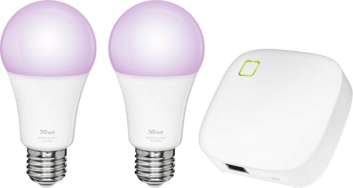 TRUST LEDLAMP STARTSET: 2 RGB LAMPEN + Z1 BRIDGE.