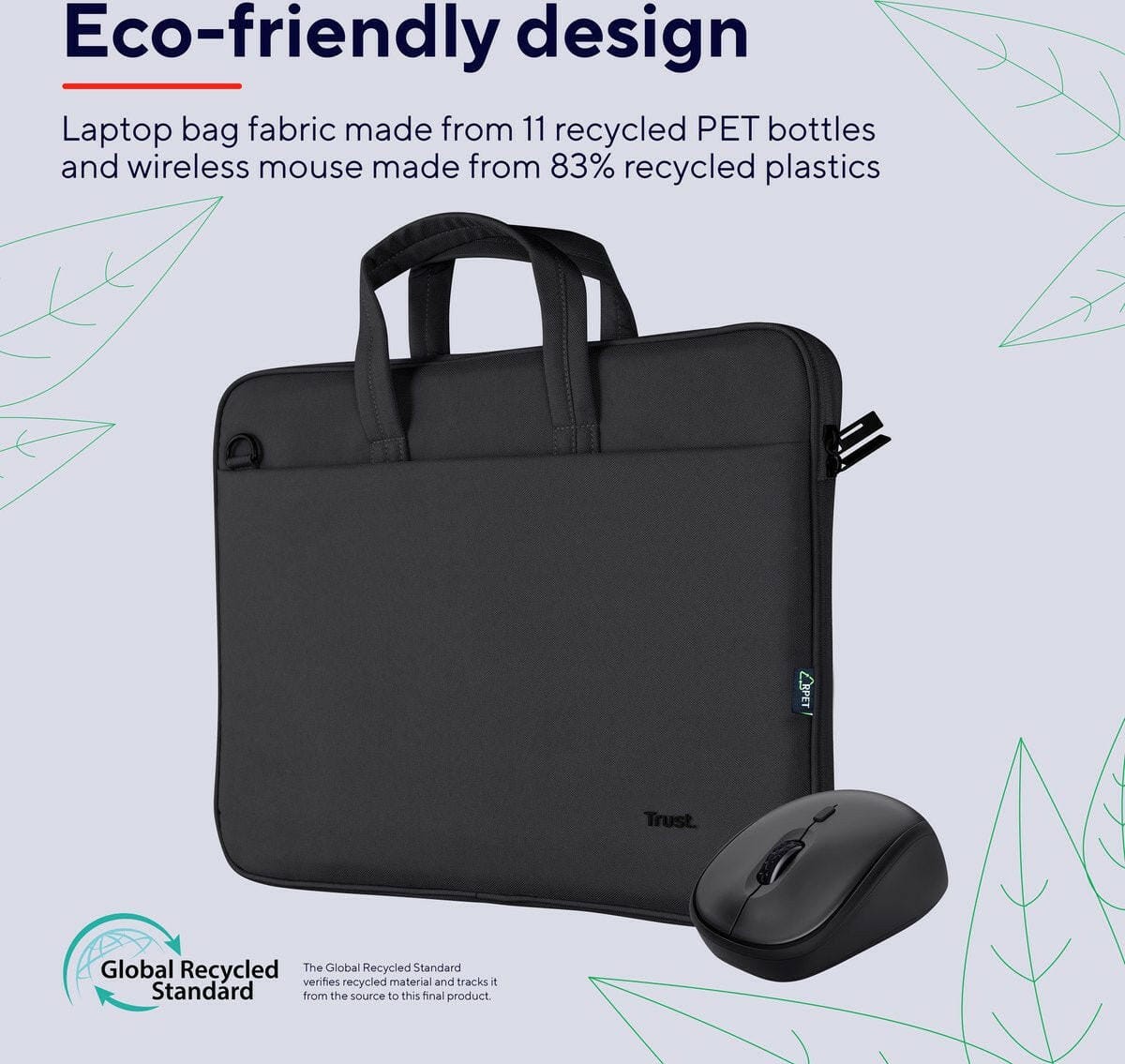 Trust Trust Bologna Slim Laptop Bag 16 inch Eco + Mouse zwart