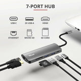 Trust Trust Dalyx 7-in-1 USB-C Multi-Port-Adapter zilver