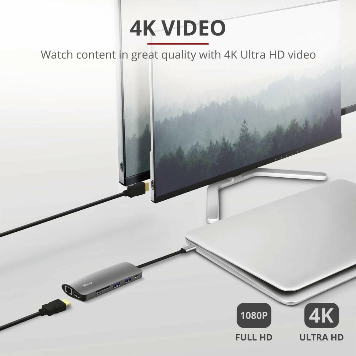 Trust Trust Dalyx 7-in-1 USB-C Multi-Port-Adapter zilver