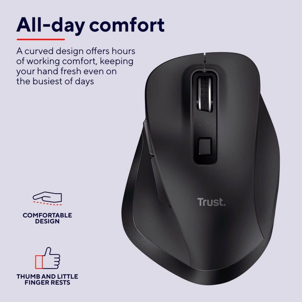 Trust Trust Fyda Rechargeable Wireless Comfort Mouse Eco zwart