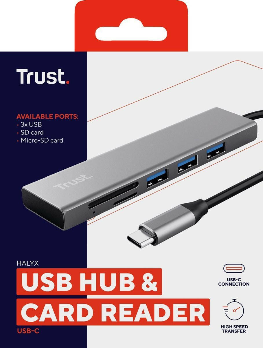 Trust Trust Halyx Fast USB-C Hub & Card Reader