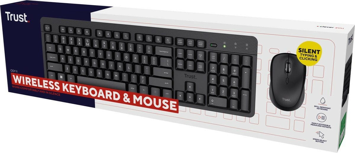 Trust Trust Ody II Wireless Keyboard + Mouse zwart