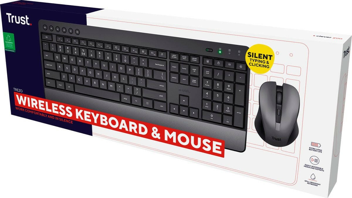 Trust Trust Trezo Wireless Keyboard + Mouse zwart